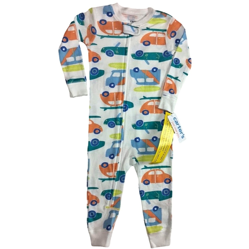Carter's Just One You Open Feet Baby Boy 12 Mos Cotton Sleeper 1pc Trucks Cars